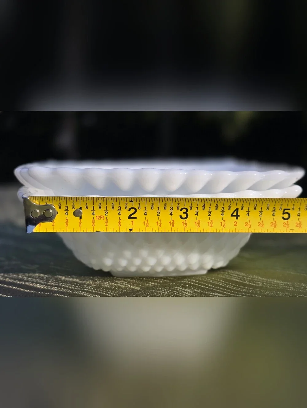 Vintage Anchor Hocking Milk Glass Diamond Hobnail Square Bowls Pair 6.5